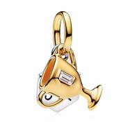Rimgoris Victory Trophy Dangle Charm, 925 Sterling Silver Core, Gold Plated with Cubic Zirconia Accent, European Style Charm Bead for Bracelet & Necklace Jewelry Making