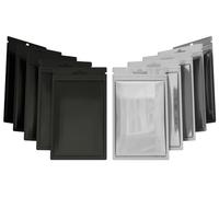 Rimiko 100pcs Clear Ziplock Bags, Resealable Foil Sample Bags, Small Mylar Bags with Hanging Hole, Reusable Zip Pouches for Packaging, Retail, Food and Items Storage (Black, 3.9"x7.1")