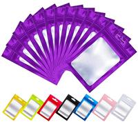 Rimiko 100pcs Mylar Ziplock Mylar Bags with Clear Window, Aluminum Foil Sample Bags, Resealable Pouch for Packaging and Food Storage (Violet, 3.5"x6.3")