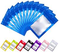 Rimiko 100pcs Resealable Sample Bags with Clear Window, Ziplock Mylar Bags with Hanging Hole, Aluminum Foil Bags for Packaging, Retail, Food and Items Storage (Blue, 6.3"x9.4")