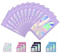 Rimiko 100pcs Ziplock Mylar Bags with Clear Window, Aluminum Foil Sample Bags, Resealable Holographic Pouches for Packaging and Food Storage (Holographic Purple, 3.1"x5.1")