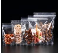 Rimiko 50 Pcs Clear Ziplock Bags, Resealable Self-standing Plastic bags, Reusable Zipper Stand-up pouches for Food Storage, Snack, Candy Coffee Beans Shop Packaging (5.9"x 8.7")