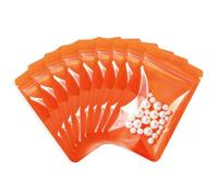 Rimiko 50pcs Clear Ziplock Bags, Resealable Sample Bags, Small Plastic Bag with Hanging Hole, Reusable Zip Pouches for Sample Packaging, Retail, Food and Items Storage (Orange, 2.95"x3.9")