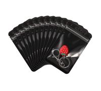 Rimiko 50pcs Clear Ziplock Bags, Resealable Sample Bags, Small Plastic Bag with Hanging Hole, Reusable Zip Pouches for Sample Packaging, Retail, Food and Items Storage (Black, 3.5"x6.3")