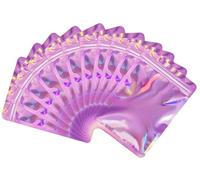 Rimiko 50pcs Holographic Pink Ziplock Bags, Reusable Foil Sample Bags for Packaging, Resealable Aluminum Mylar Bags, Clear Foil Pouches for Food Storage (4.1"x5.9", Holographic Pink)