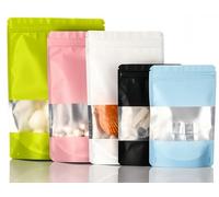 Rimiko 50pcs Mylar Resealable Stand up Foil Pouches with Clear Window, Heat-Sealable Ziplock Foil Bags for Food Storage, Colorful Matte Packaging for Candy Coffee Beans (5 Mixed Colors, 5.9"x 8.7")
