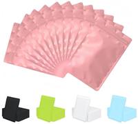 Rimiko 50pcs Resealable Opaque Pink Ziplock Bags, Reusable Flat Small Mylar Bag, Aluminum Foil Sample Bags with Matte Color Packaging for Food Storage (Pink, 3.5"x6.3")