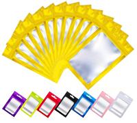 Rimiko 50pcs Small Mylar Ziplock Mylar Bags with Clear Window, Aluminum Foil Sample Bags, Resealable Pouch for Packaging and Food Storage (Golden, 3.0"x4.7")