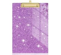 Rimilak Acrylic Glitter Clipboards, Sparkly Board with Low Profile Gold Clip, Designed for Classroom School and Office Use, A4 Letter Size 9 x 12.5 in, Purple