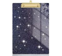 Rimilak Acrylic Glitter Clipboards, Sparkly Board with Low Profile Gold Clip, Designed for Classroom School and Office Use, A4 Letter Size 9 x 12.5 in, Black
