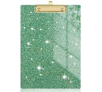 Rimilak Acrylic Glitter Clipboards, Sparkly Board with Low Profile Gold Clip, Designed for Classroom School and Office Use, A4 Letter Size 9 x 12.5 in, Green