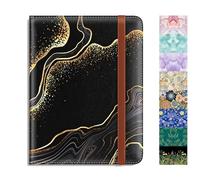Rimilak Passport Holder, RFID Blocking Passport Cover Wallet with Clear Air Ticket Window, Leather Travel Documents Organizer Protector for Women and Men, Black Gold Marble, 1cm x 5.5in x 4in, Modern