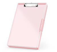 Rimilak Plastic Clipboard with Storage, 8.5 x 11 Side Opening with 2 Compartment, Heavy Duty High Capacity Nursing Box for Work School & Office Supplies Pink