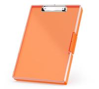 Rimilak Plastic Clipboard with Storage, 8.5 x 11 Side Opening with 2 Compartment, Heavy Duty High Capacity Nursing Box for Work School & Office Supplies Orange
