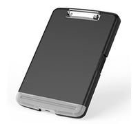 Rimilak Plastic Clipboard with Storage, High Capacity Nursing Clipboards with Pen Holder, Slim Clipboard Storage Box with Heavy Duty Clips, Clipboard Folder Side-Opening, Black