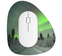 Rimilak Small Mouse Pad 6 x 7 Inch, Irregular Mini Mouse Pad with Non-Slip Rubber Base, Waterproof Compact Mouse Mat for Laptop Computer Wireless Mouse Keyboard Home Office Travel, Green Light