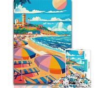 Rimini Beach Scene Jigsaw Puzzles for Teenagers 1000 Piece Puzzle,family Fun Games Is Ideal As A Gift for The Whole Family 38x26cm