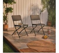 Folding Garden Chairs, Portable Rattan Effect Foldable Chairs Set of 2 - VonHaus