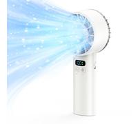 RIMIRICO Hand Held Fan, 100 Speeds Portable Fast Cooling Handheld Fans for Women & Men, 5200mAh Rechargeable LED Display Mini Powerful Personal Fan for Outdoor Travel Home Office (White)