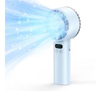RIMIRICO Hand Held Fan, 100 Speeds Portable Fast Cooling Handheld Fans for Women & Men, 5200mAh Rechargeable LED Display Mini Powerful Personal Fan for Outdoor Travel Home Office (Blue)