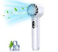 RIMIRICO Hand Held Fan, Portable Cooling Handheld Fans with 5 Speeds, 4000mAh Rechargeable Mini Fan Foldable Desk Desktop Fans with LED Display for Home Office Bedroom Outdoor Travel (White)