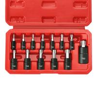 RIMKOLO 13-Piece Torx Bit Socket Set, 1/4”, 3/8” and 1/2” Drive T8-T60 Star Socket Set, S2 Steel Bits and CR-V Sockets with Storage Case