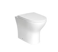 Rimless Bathroom Toilet Back to Wall Round Toilet Pan and Soft Closing Seat - White
