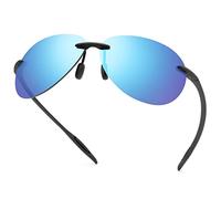 Rimless Polarized Sports Sunglasses for Men Women Driving Cycling Running Fishing Golf UV Protection Sun Glasses Fashion Unisex Shades Retro Eyeglasses Anti Glare Classic Mirror Lens Eyewear - Blue