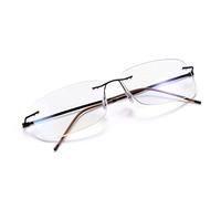 Rimless Progressive Multifocus Reading Glasses Blue Light Blocking No Line Multifocal Computer Readers for Women Men Unisex Rectangular Eyewear Titanium Lightweight Magnification Presbyopia Eyeglasses