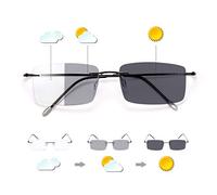 Rimless Progressive Multifocus Reading Glasses Photochromic Transition Sunglasses Sun Readers Blue Light Blocking Multifocal Computer Eyeglasses Anti Glare UV400 Presbyopia Eyewear for Men Women