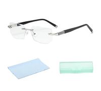 Rimless Reading Glasses, Rimless Blue Light Glasses with Tinted Lenses for Women & Men, Frameless Computer Glass for Screen Time, Silver Reading Women Blue Light