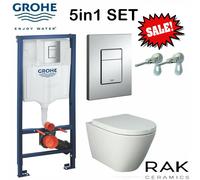 RIMLESS TOILET PAN RAK CERAMICS & GROHE WC FRAME SOFT CLOSE SEAT 38772001