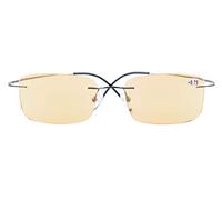Rimless UV Blue Light Filter Glasses Titanium Computer Eyeglasses Men Reading(Gunmetal) +1.75