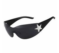 Rimless Wrap Around Sunglasses for Women Men, Retro Trendy Womens Oversized Shades Cool Star Fashion Sun Glasses UV400