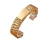 Rimmean 1pc 12mm 14mm 18mm 20mm Stainless Steel Watch Band Folding Buckle Universal Strap Metal Bracelet Silver Gold For Men Women(Gold,12mm)