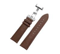 Rimmean 1pc 14 15 16mm 18mm 19mm 20mm 21mm 22mm Genuine Leather Watch Band Lizard Print Replacement Bracelet For Men Women Accessories(Brown-Silver Buckle,15mm)