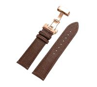 Rimmean 1pc 14 15 16mm 18mm 19mm 20mm 21mm 22mm Genuine Leather Watch Band Lizard Print Replacement Bracelet For Men Women Accessories(Brown-RoseGold,21mm)