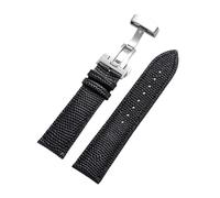 Rimmean 1pc 14 15 16mm 18mm 19mm 20mm 21mm 22mm Genuine Leather Watch Band Lizard Print Replacement Bracelet For Men Women Accessories(Black-Silver Buckle,21mm)