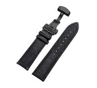 Rimmean 1pc 14 15 16mm 18mm 19mm 20mm 21mm 22mm Genuine Leather Watch Band Lizard Print Replacement Bracelet For Men Women Accessories(Black-Black Buckle,18mm)