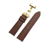 Rimmean 1pc 14 15 16mm 18mm 19mm 20mm 21mm 22mm Genuine Leather Watch Band Lizard Print Replacement Bracelet For Men Women Accessories(Brown-Gold Buckle,14mm)