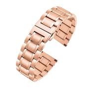 Rimmean 1pc 16 18 20 22 24mm Solid Stainless Steel Watch Strap Metal Flat/Curved End Bracelet Accessories(Rose Gold,16mm)
