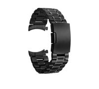 Rimmean 1pc 16 18 20 22 24mm Stainless Steel Curved End Watch Band Men Women Metal Solid Safety Folding Buckle Strap Bracelet(Black,18mm)