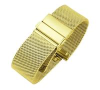 Rimmean 1pc 16mm 18mm 20mm 22mm Release Stainless Steel Mesh Strap Watchbands Double Press Butterfly Clasp(Gold,22mm)