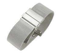 Rimmean 1pc 16mm 18mm 20mm 22mm Release Stainless Steel Mesh Strap Watchbands Double Press Butterfly Clasp Accessories(Silver,22mm)