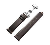 Rimmean 1pc 18 20 22mm Genuine Cowhide Strap Replace Band Stiching Soft Watchband Butterfly Buckle For Men Women Watch Accessories(Deep Brown,18mmBlack Buckle)