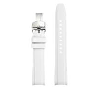 Rimmean 1pc 18mm 19mm 20mm 21mm 22mm Universal Strap for Curved End Butterfly Buckle Watch Band Bracelet(White02,21mm)