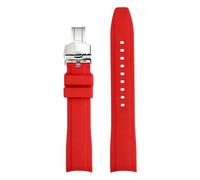 Rimmean 1pc 18mm 19mm 20mm 21mm 22mm Universal Strap for Curved End Butterfly Buckle Watch Band Bracelet(Red02,21mm)