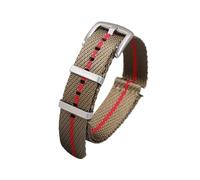 Rimmean 1pc 18MM 20MM 22MM Braided Strap Black Green Grey Red Weaving Fabric Bands Soft Breathable Wear-Rresistant Men Wristband(Green-Red,22mm)