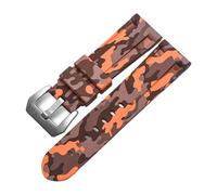 Rimmean 1pc 20mm 22mm 24mm 26mm Universal Camo Blue Grey Watch Band Straps Wristwatch Belt Accessories(Camo Orange Silver,20mm)