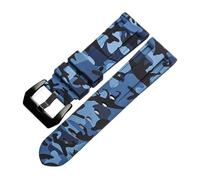 Rimmean 1pc 20mm 22mm 24mm 26mm Universal Camo Blue Grey Watch Band Straps Wristwatch Belt Accessories(Camo Blue Black,26mm)